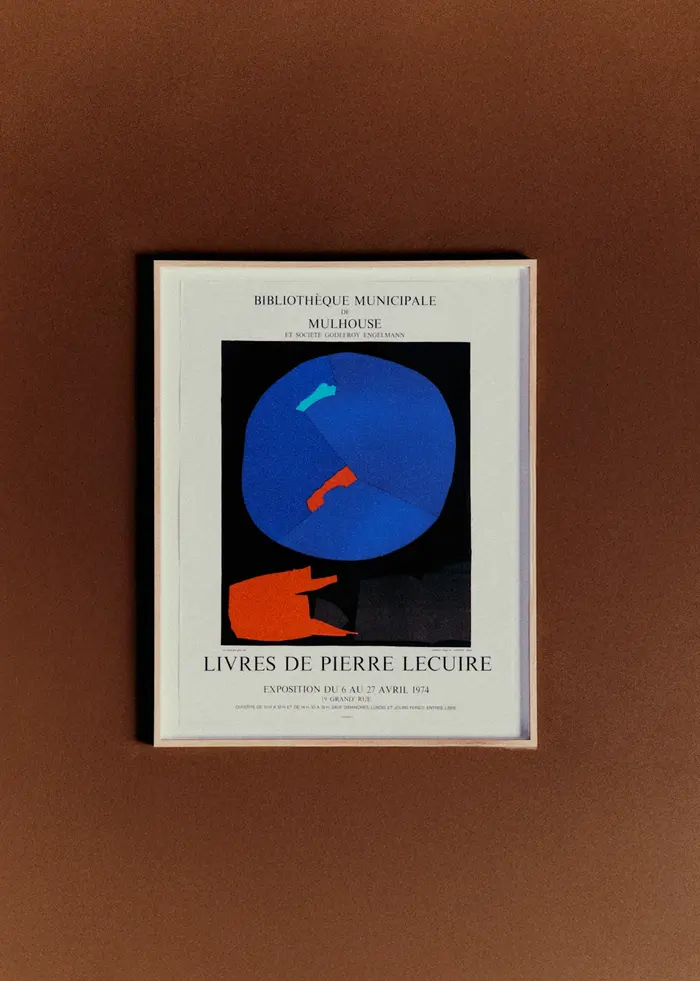 Affiche Bibliothèque Municipale de Mulhouse, Livres de Pierre Lecuire, 1974 - 55,5 x 70,5 cm
