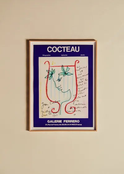 Affiche Galerie Ferrero, Cocteau, 1962 - 56 x 75 cm
