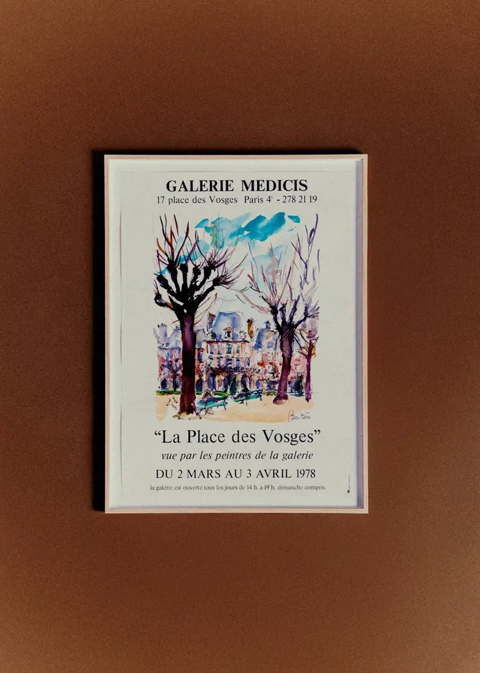 Affiche Galerie Medicis, La place des Vosges, 1978 - 55,5 x 75,5 cm