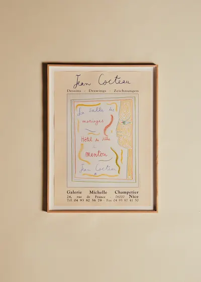 Affiche Galerie Michelle Champetier, Jean Cocteau, Hôtel de ville de Menton - 56,5 x 75,5 cm