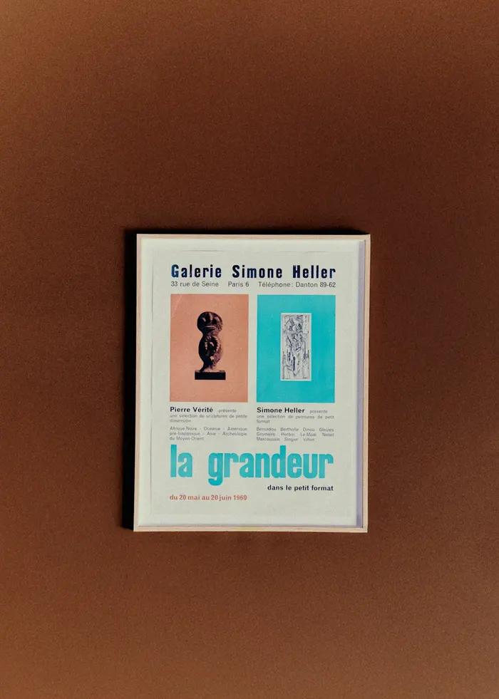 Affiche Galerie Simone Heller, La grandeur dans le petit format, 1960 - 47,5 x 60,5 cm