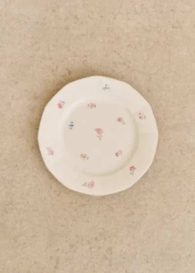 Assiettes Anciennes, Fleurs anglaises - Lot de 4 assiettes plates - Décor n°10