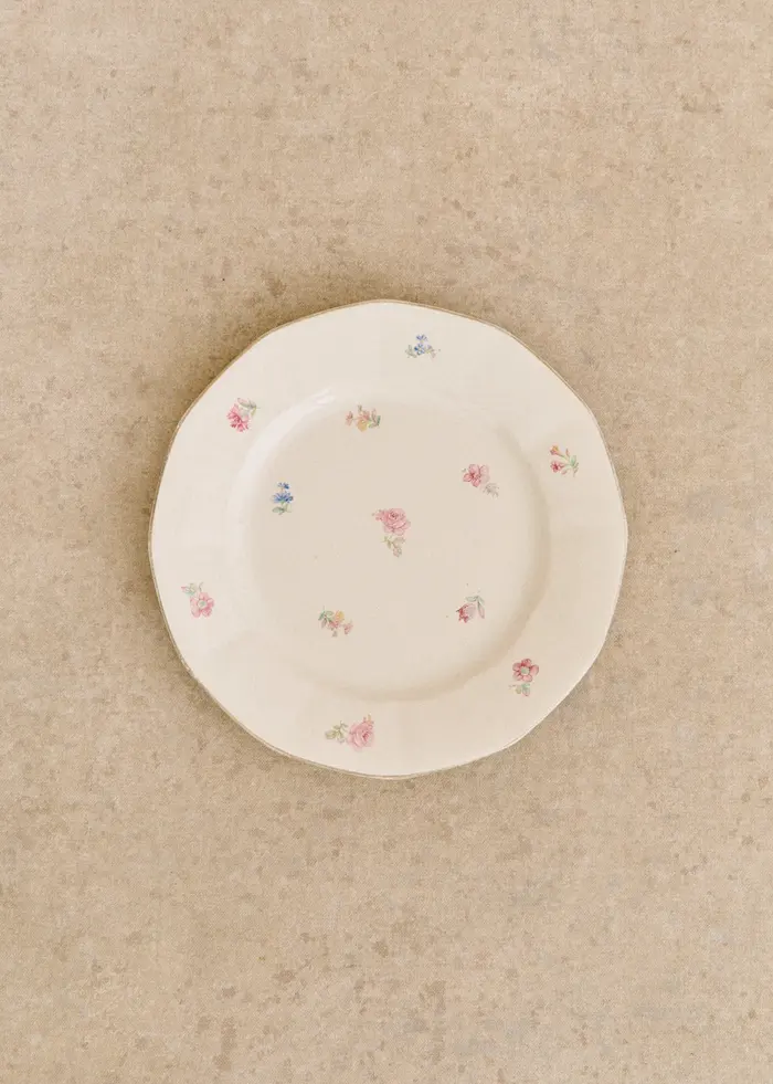 Assiettes Anciennes, Fleurs anglaises - Lot de 4 assiettes plates - Décor n°10