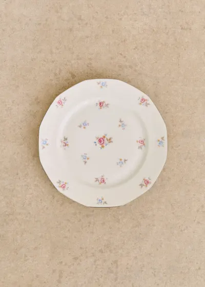 Assiettes Anciennes, Fleurs anglaises - Lot de 4 assiettes plates - Décor n°9