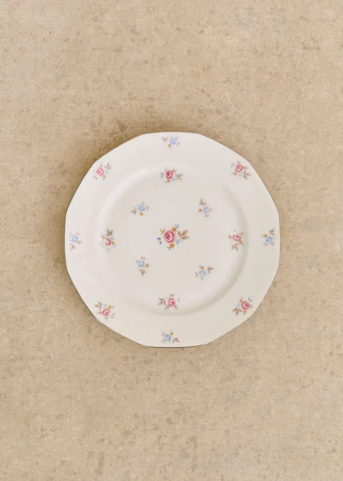 Assiettes Anciennes, Fleurs anglaises - Lot de 6 assiettes plates - Décor n°9
