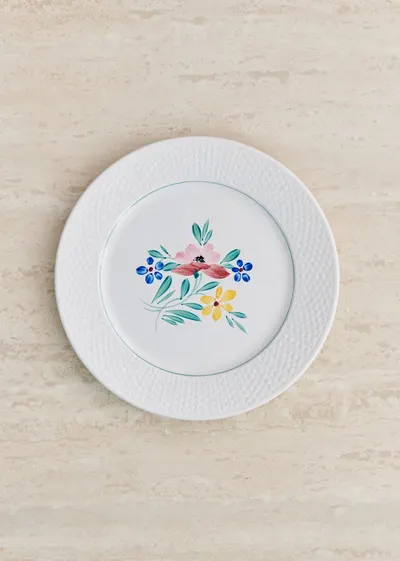 Assiettes anciennes, Fleurs des champs - Lot de 6 assiettes plates - Décor n°7