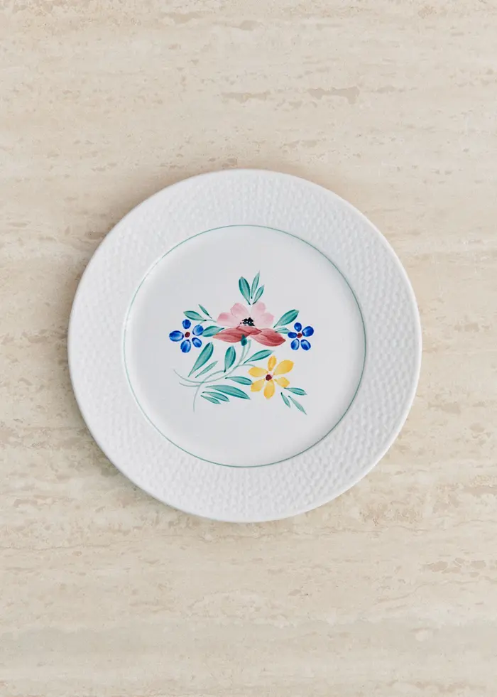 Assiettes anciennes, Fleurs des champs - Lot de 6 assiettes plates - Décor n°7