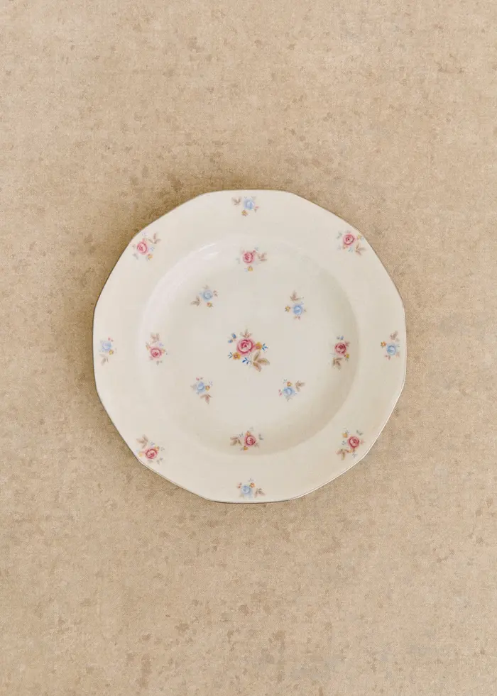 Assiettes creuses anciennes, Fleurs anglaises - Lot de 4 assiettes creuses - Décor n°5