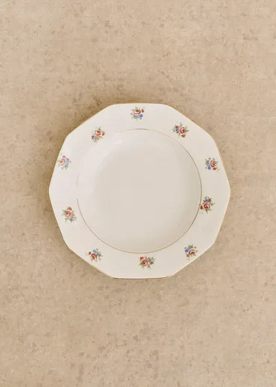 Assiettes creuses anciennes, Fleurs anglaises - Lot de 5 assiettes creuses - Décor n°4