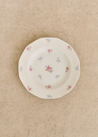 Assiettes creuses anciennes, Fleurs anglaises - Lot de 5 assiettes creuses - Décor n°5