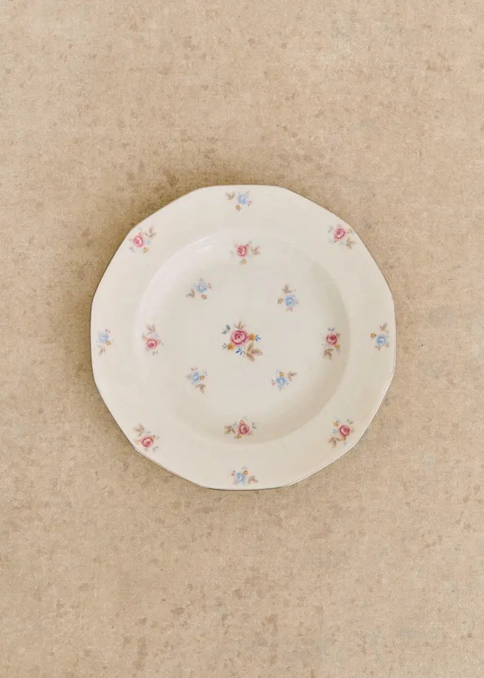 Assiettes creuses anciennes, Fleurs anglaises - Lot de 5 assiettes creuses - Décor n°5