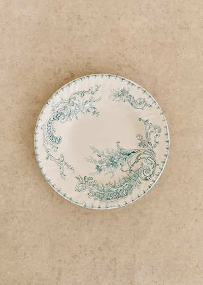 Assiettes creuses anciennes, Fresque - Lot de 4 assiettes creuses - Décor n°17