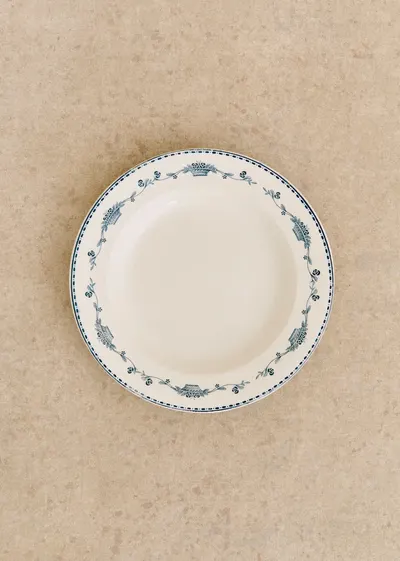 Assiettes creuses anciennes, Fresque - Lot de 5 assiettes creuses - Décor n°11