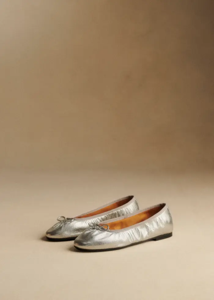 Ballerines Low Agathe - Argent Plissé