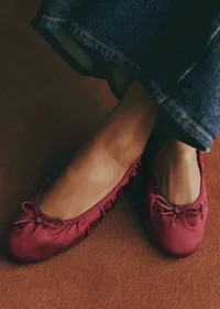 Ballerines Low Agathe - Bordeaux Satin Plissé — view 2