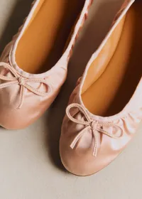 Ballerines Low Agathe - Rose Pâle Satin Plissé — view 4