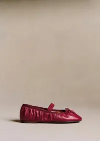Ballerines Low Amélie - Cerise Lisse Plissé Élastique — view 2