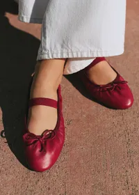Ballerines Low Amélie - Cerise Lisse Plissé Élastique — view 3