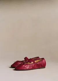 Ballerines Low Amélie - Cerise Lisse Plissé Élastique — view 4