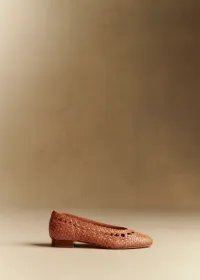 Ballerines Low Anya - Camel Lisse Tressé — view 3