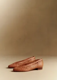 Ballerines Low Anya - Camel Lisse Tressé — view 4