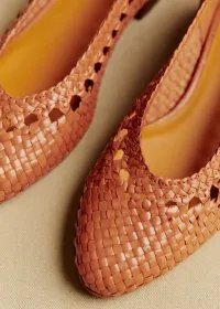 Ballerines Low Anya - Camel Lisse Tressé — view 5