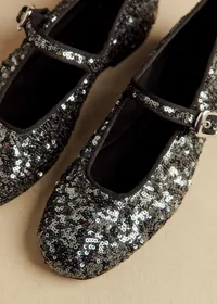 Ballerines Low Valentin - Anthracite Sequins — view 3