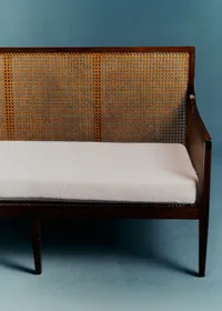 Banquette vintage noyer et cannage - Noyer et cannage — view 2
