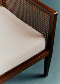 Banquette vintage noyer et cannage - Noyer et cannage — view 3