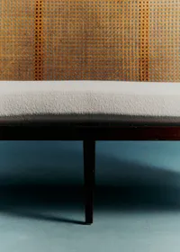 Banquette vintage noyer et cannage - Noyer et cannage — view 5