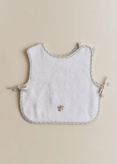 Bavoir - Rayures Broderie Fleurs