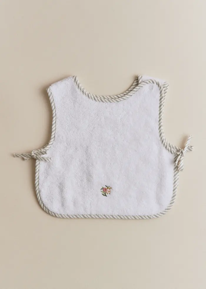 Bavoir - Rayures Broderie Fleurs