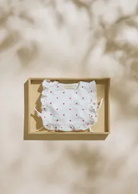 Bavoir Leia - Motif blanc / Broderies Rouges — view 4