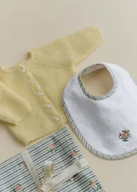 Bavoir Naissance - Rayures Broderie Fleurs — view 4
