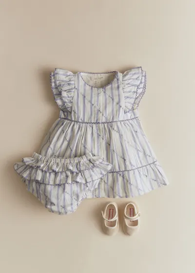 Bloomer Clélia - Rayures Lavande Broderie
