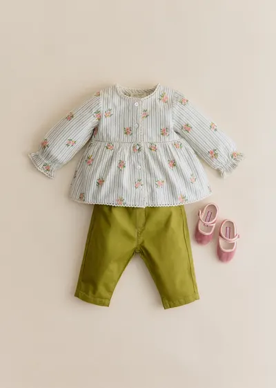 Blouse Adèle - Rayures Broderies Fleurs