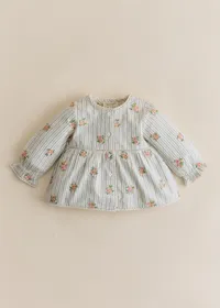 Blouse Adèle - Rayures Broderies Fleurs — view 4