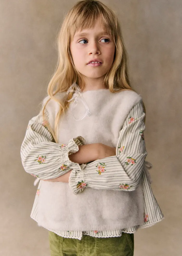 Blouse Adèle - Rayures Broderies Fleurs