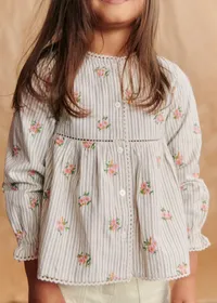 Blouse Adèle - Rayures Broderies Fleurs — view 3