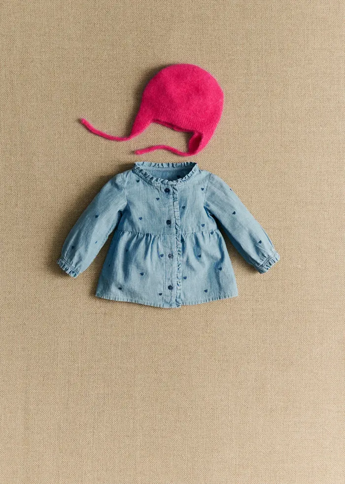 Blouse Adeline - Chambray Coeur Brodé Marine