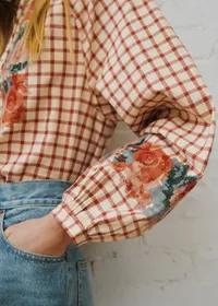 Blouse Aquila - Sézane x SEA NY - Broderie Placée Terre Fond À Carreaux — view 4