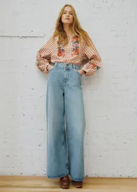 Blouse Aquila - Sézane x SEA NY - Broderie Placée Terre Fond À Carreaux — view 5