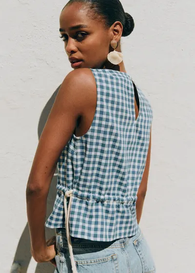 Blouse Darlene - Vichy Bleu Vintage Écru