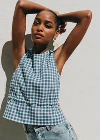 Blouse Darlene - Vichy Bleu Vintage Écru — view 2