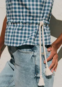 Blouse Darlene - Vichy Bleu Vintage Écru — view 3