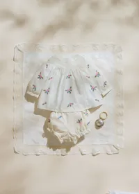 Blouse Dorrita - Broderie Placée Fleurs Multico Fond Crème — view 4