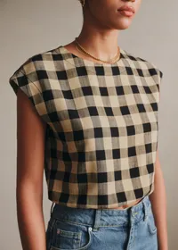 Blouse EIDRA - Vichy Beige Noir — view 4