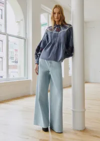 Blouse Eugenia - Sézane x SEA NY - Broderie Contrastée Brique Fond Marine — view 5