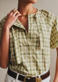 Blouse Florica - Carreaux Vert — view 2