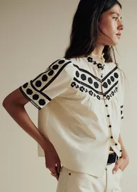 Blouse Hanae - Noir Fond Écru — view 3